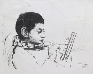 Lucien Pissarron muotokuva, 1874 (litografia) tekijältä Camille Jacob Pissarro